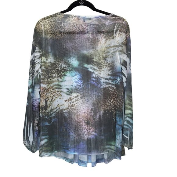 Bleu Shirt Women Size Medium Semi Sheer Studded Embellished - Picture 2 of 9